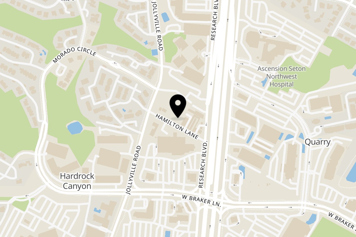 Map showing the location of Chicken Lollypop on 5002 Hamilton Rd in Austin